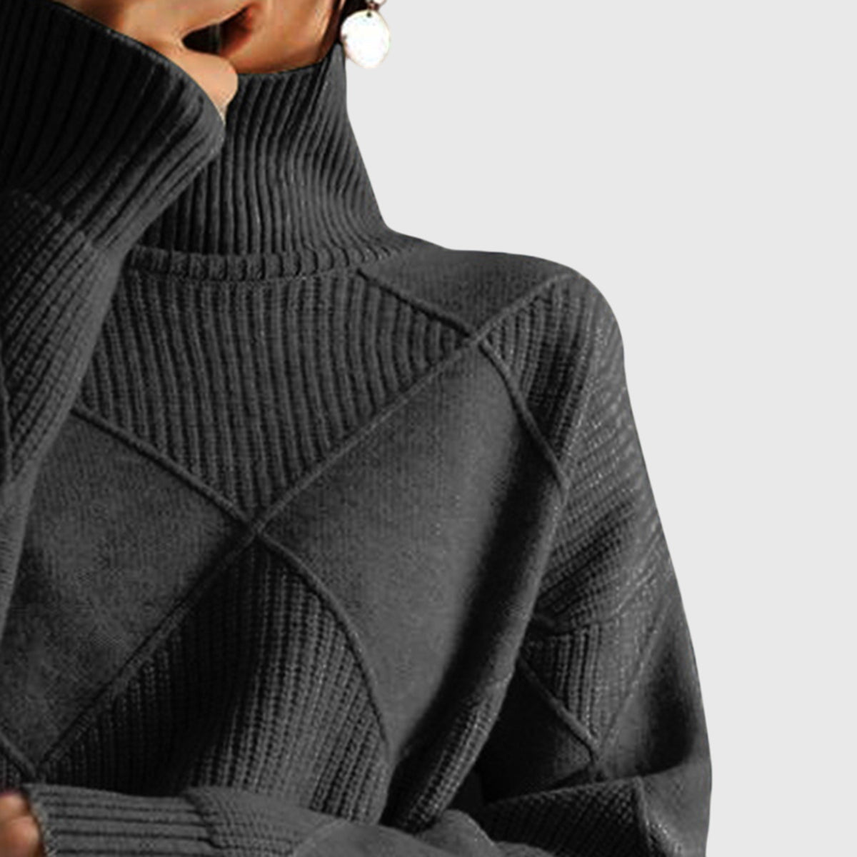 Geometric Turtleneck Elegant Sweater for Women | Seraphina