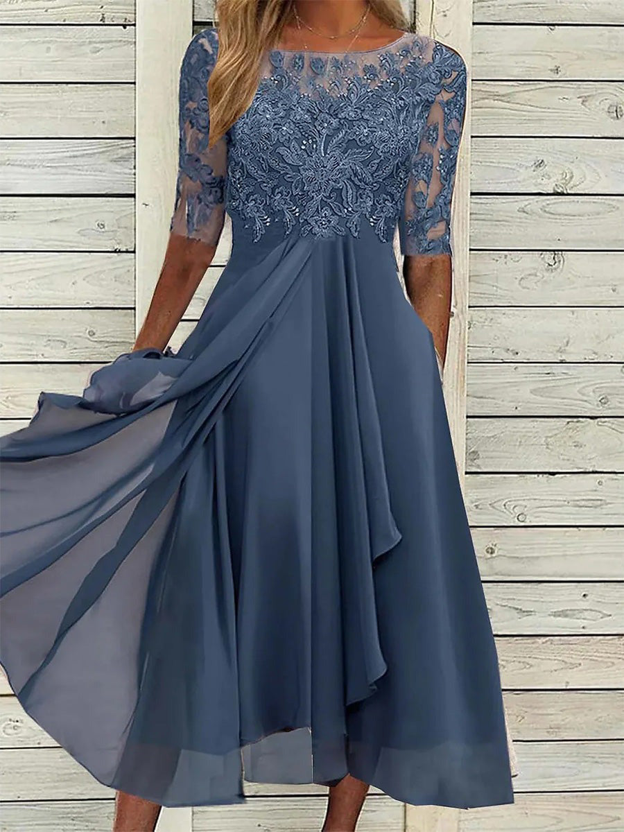 Elegant solid colour wedding guest midi dress for women | Adelisa