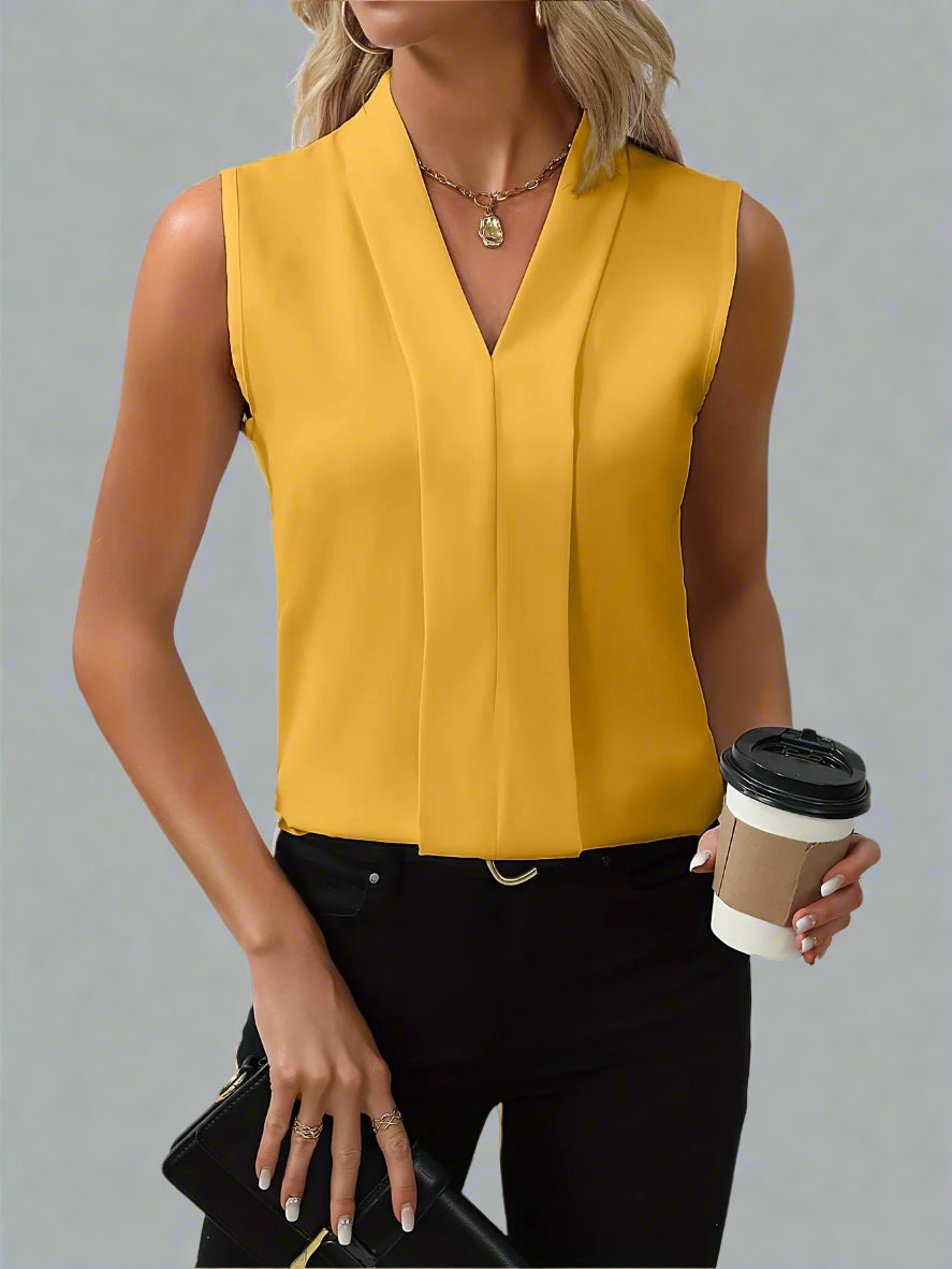 Charlotte | Women's V Neck Sleeveless Blouse
