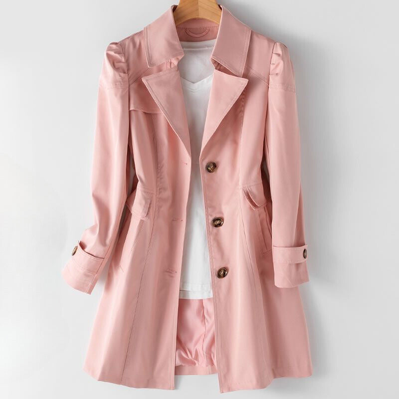 Elegant trench coat with button closure for women | Isla