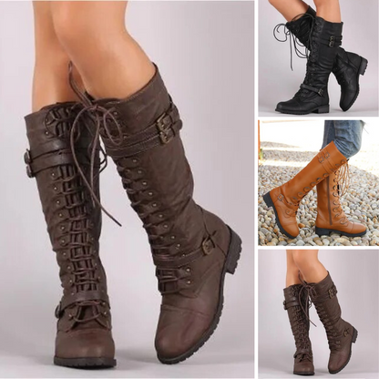 Raquel | Women's Buckle Lace-Up Retro Boot