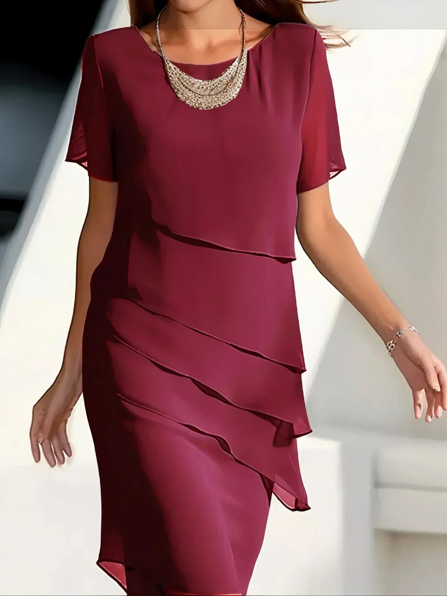 Refined Layered Midi Dress for Women | Alara
