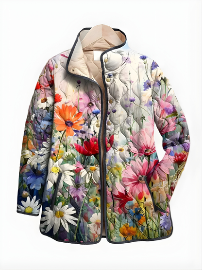 Celeste | Women's Floral Quilted Jacket with Button Front