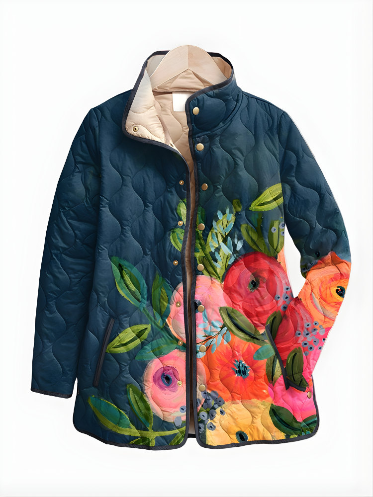 Celeste | Women's Floral Quilted Jacket with Button Front