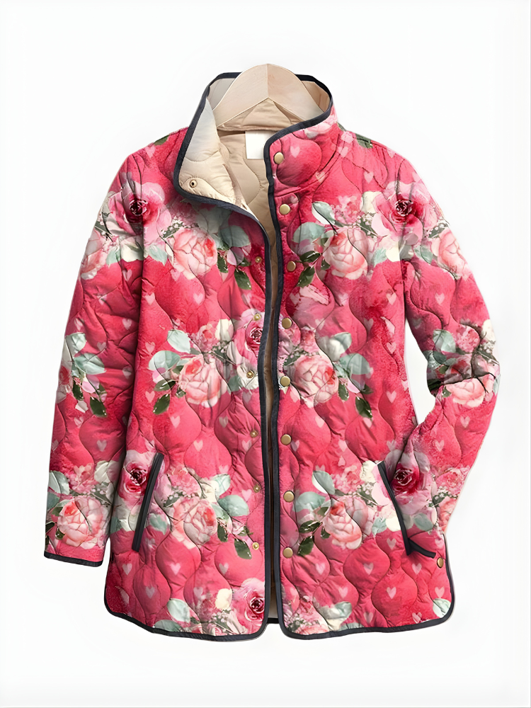 Celeste | Women's Floral Quilted Jacket with Button Front