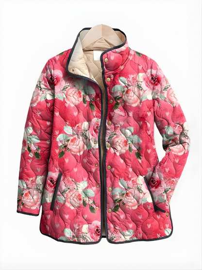 Celeste | Women's Floral Quilted Jacket with Button Front