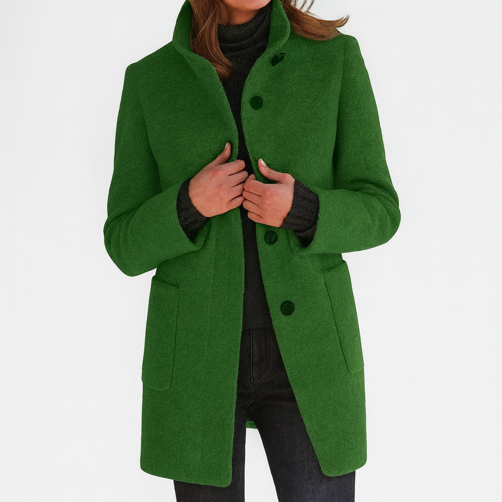 Classic high-collar elegant everyday coat for women | Ava