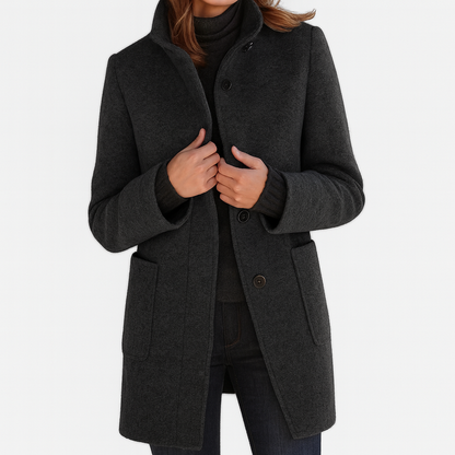 Velmara | Women's High Collar Button Front Coat