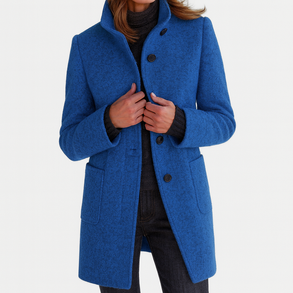 Velmara | Women's High Collar Button Front Coat