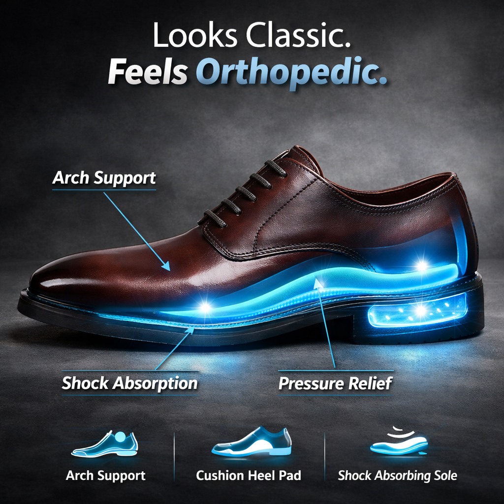Classic orthopaedic leather oxford dress shoes for men