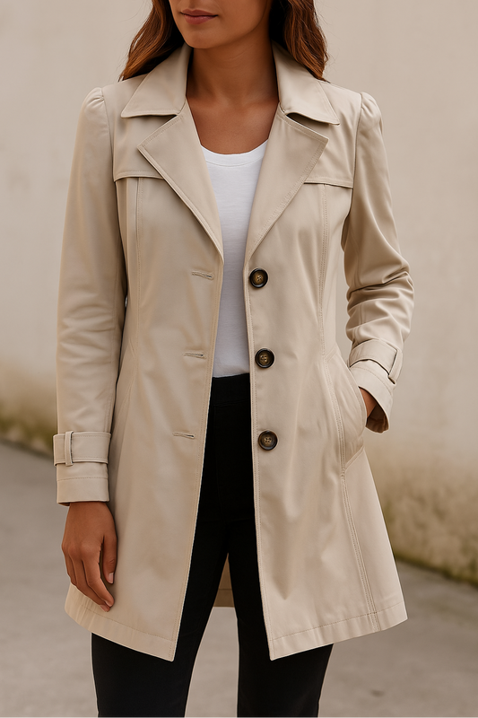Anouk | Women's Button Front Trench Coat with Notched Lapels