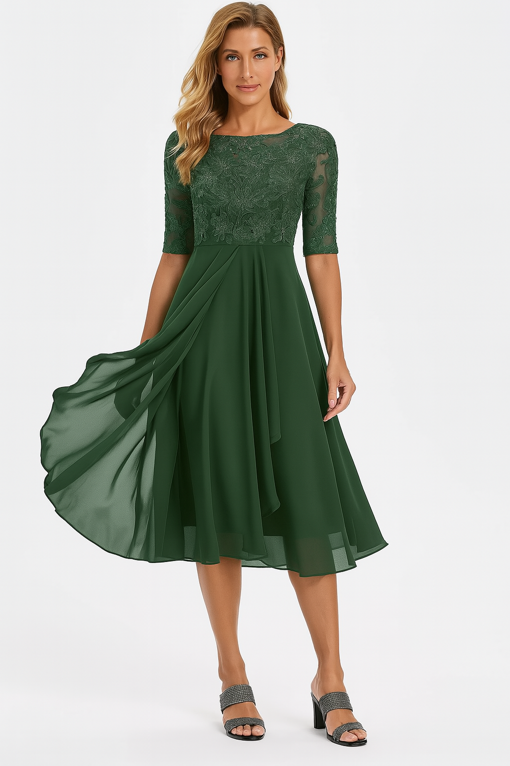 Elegant lace chiffon dress for women | Marielle
