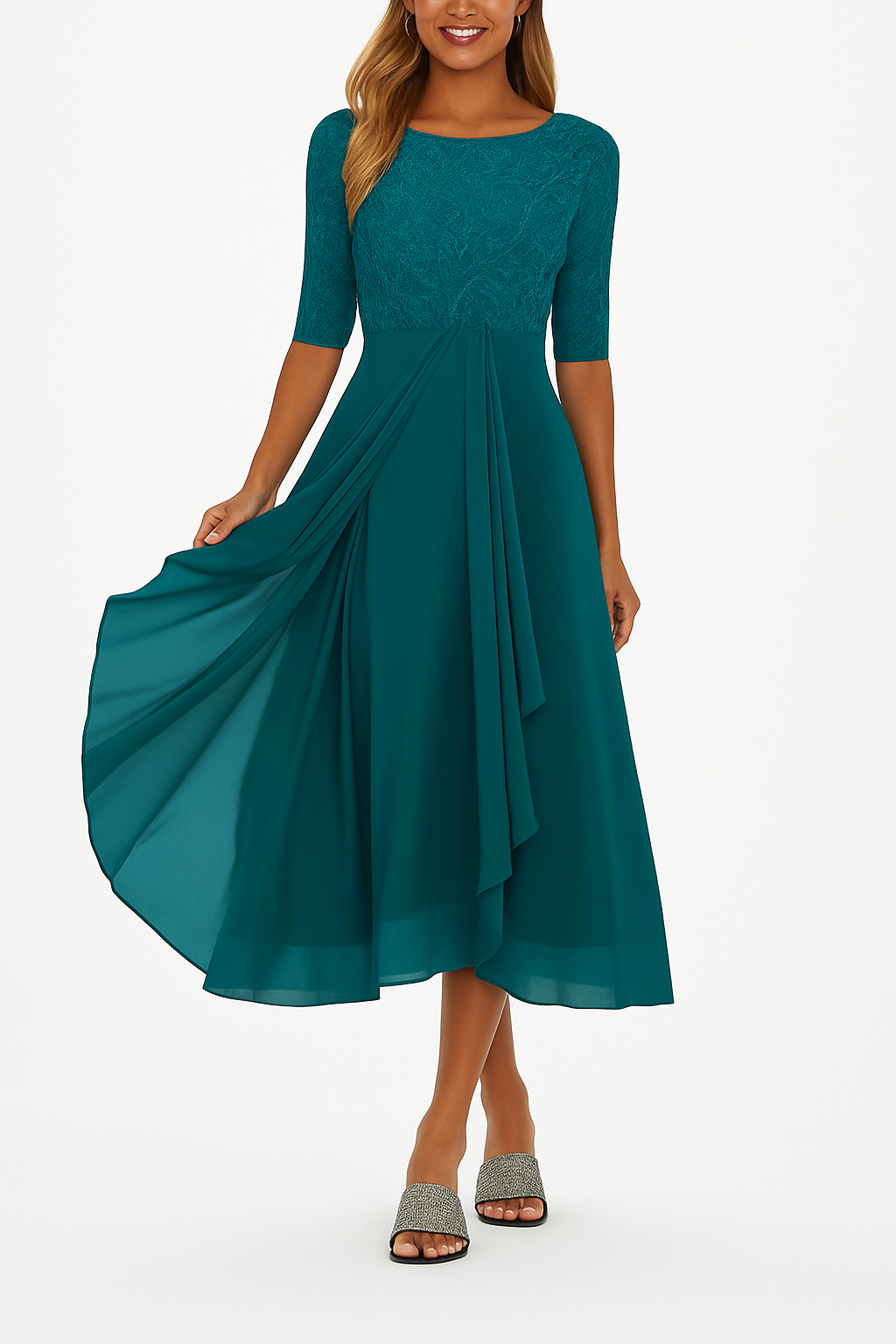Elegant lace chiffon dress for women | Marielle