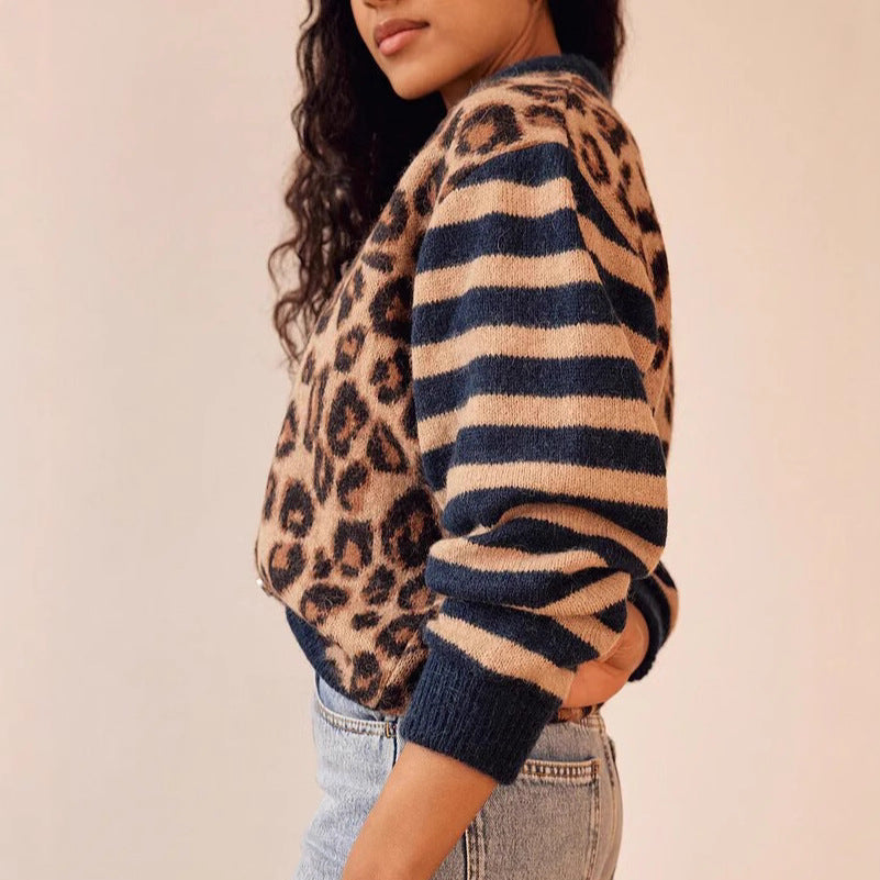 Leopard print button front cardigan for women | Serena