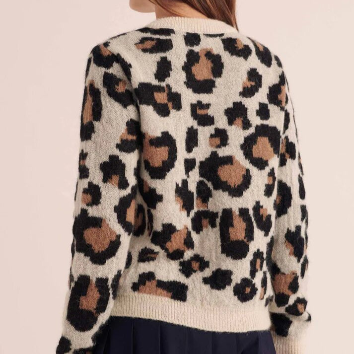 Leopard print button front cardigan for women | Serena