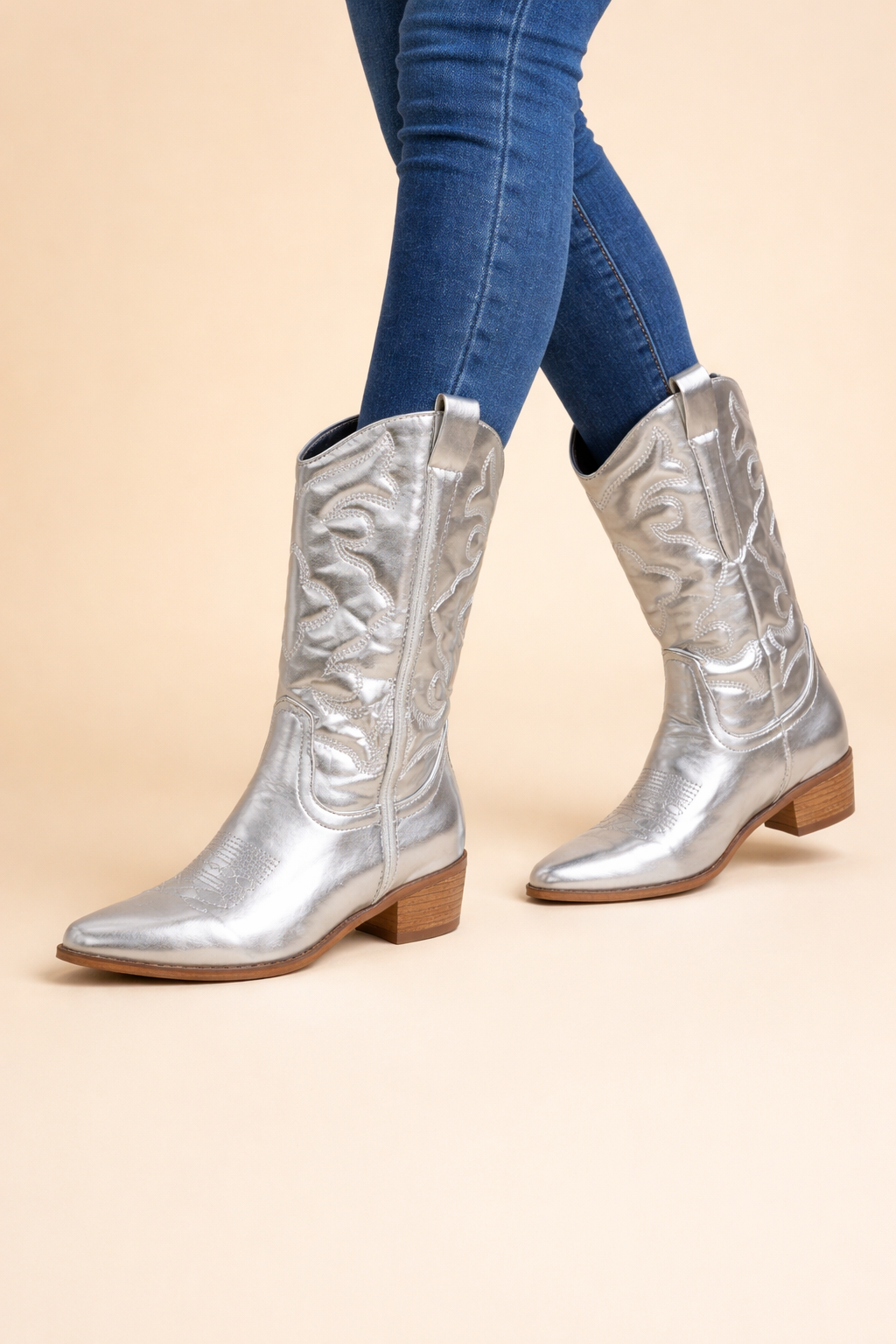 Rossalia | Women's Metallic Western Boot with Zipper