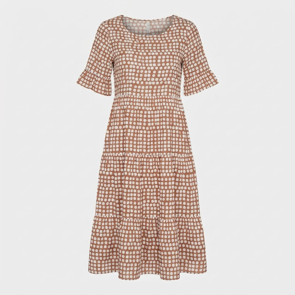 Griselda | Women's Polka Dot Midi Dress with Tiered Skirt