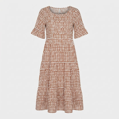 Griselda | Women's Polka Dot Midi Dress with Tiered Skirt