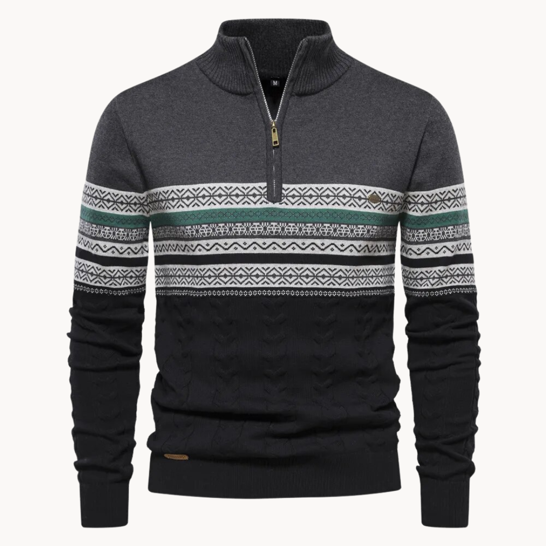 Classic zip-up everyday pullover jumper for men | Soho