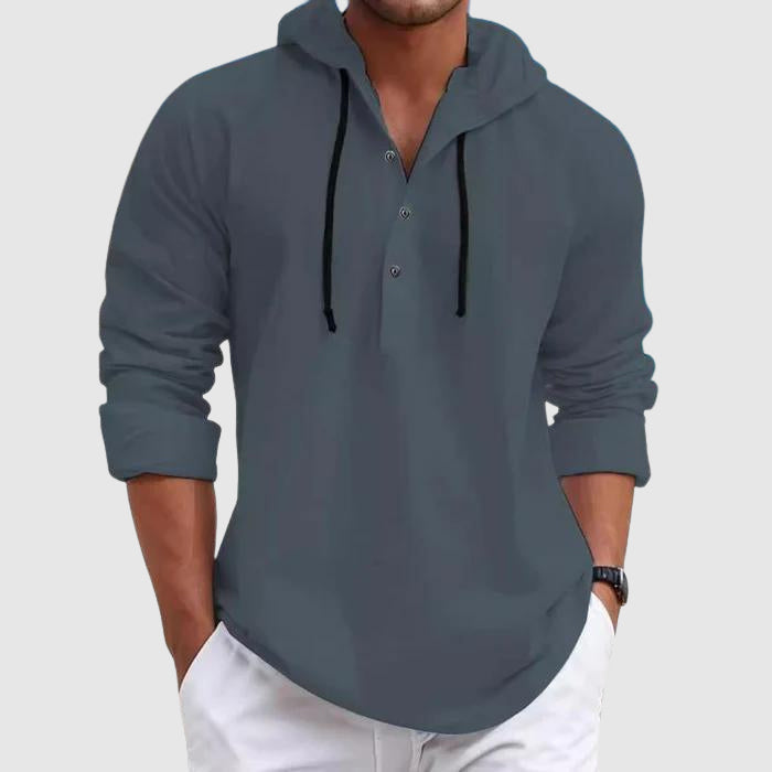 Relaxed hooded long-sleeve shirt for men | Nolan