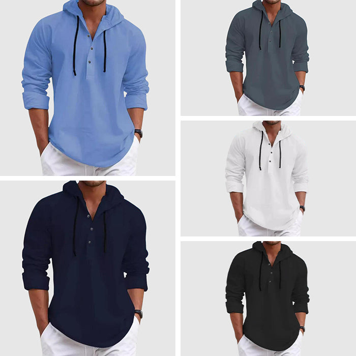 Relaxed hooded long-sleeve shirt for men | Nolan