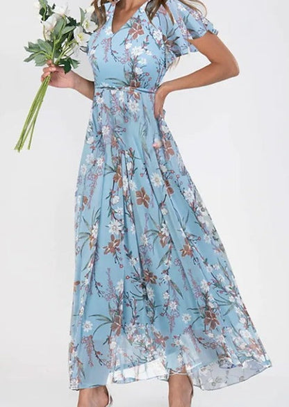 Floral short sleeve midi dress for women | Lilia