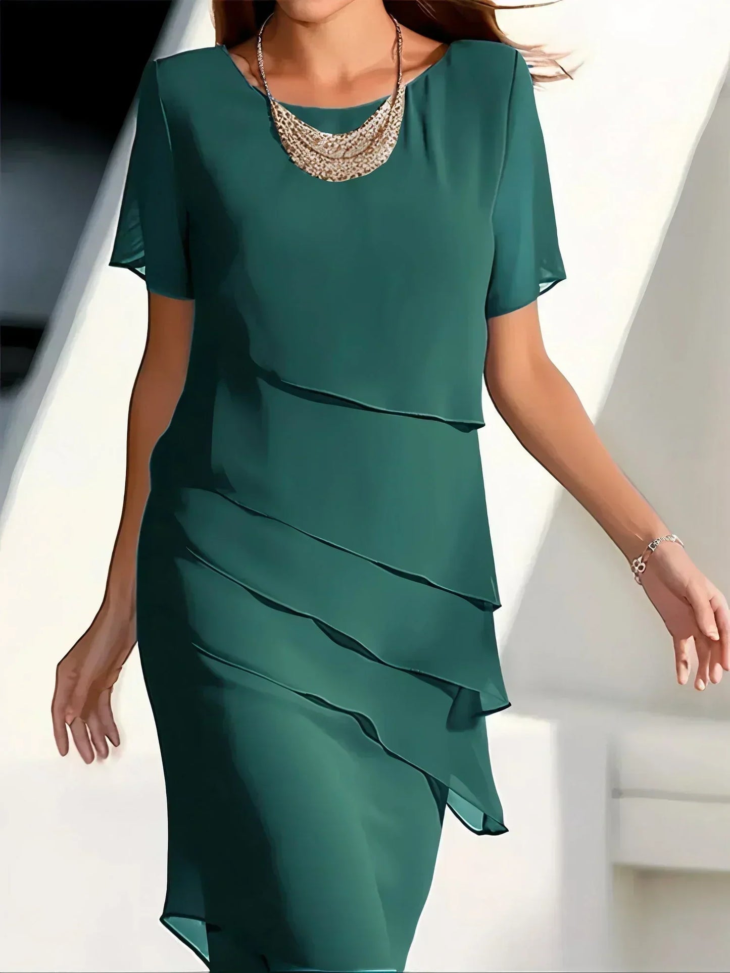 Refined Layered Midi Dress for Women | Alara