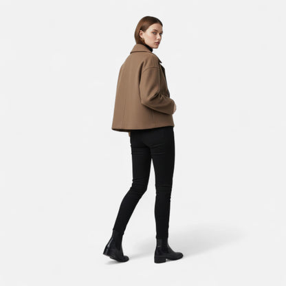 Classic double-breasted wool everyday coat for women