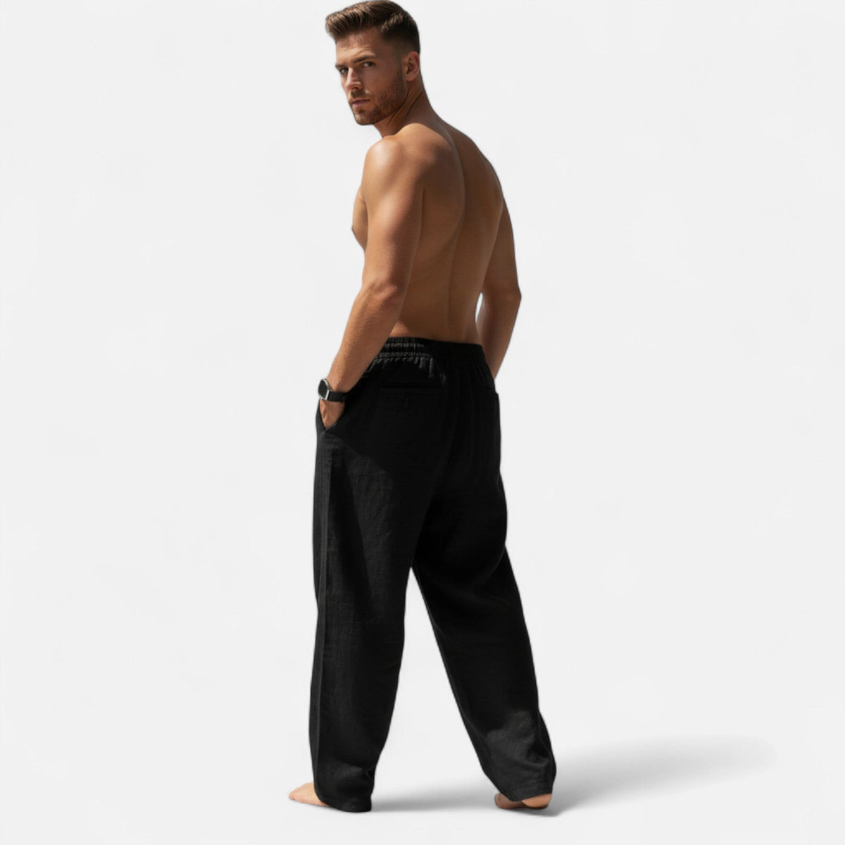 Classic relaxed linen everyday trousers for men