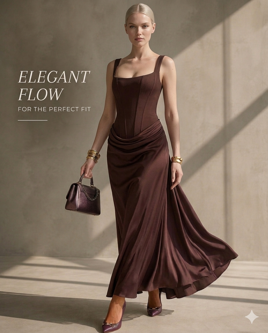 Isabella | Women's Square Neck Draped Waist Maxi Dress