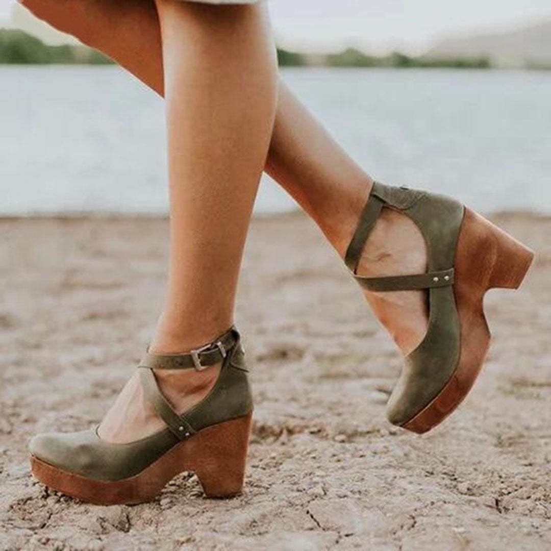 Terelle | Women's Platform Wedge Heels with Ankle Strap
