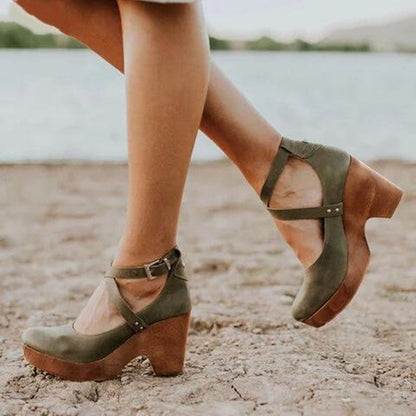 Terelle | Women's Platform Wedge Heels with Ankle Strap
