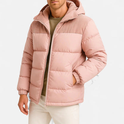Lightweight hooded insulated puffer jacket for men