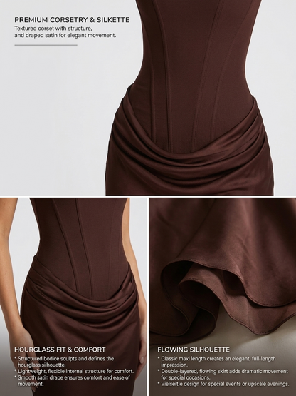 Isabella | Women's Square Neck Draped Waist Maxi Dress