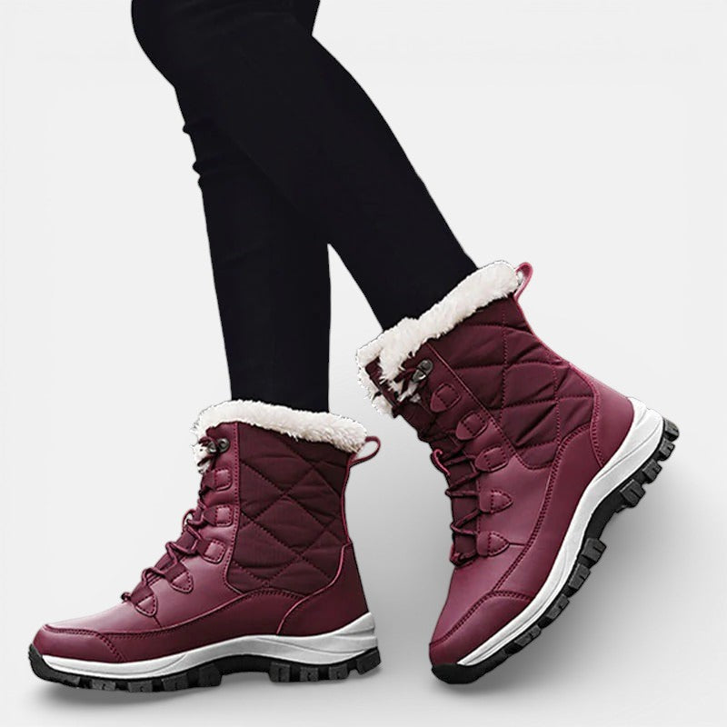 Ravelle | Women's Lace Up Snow Boots with Faux Fur Cuff