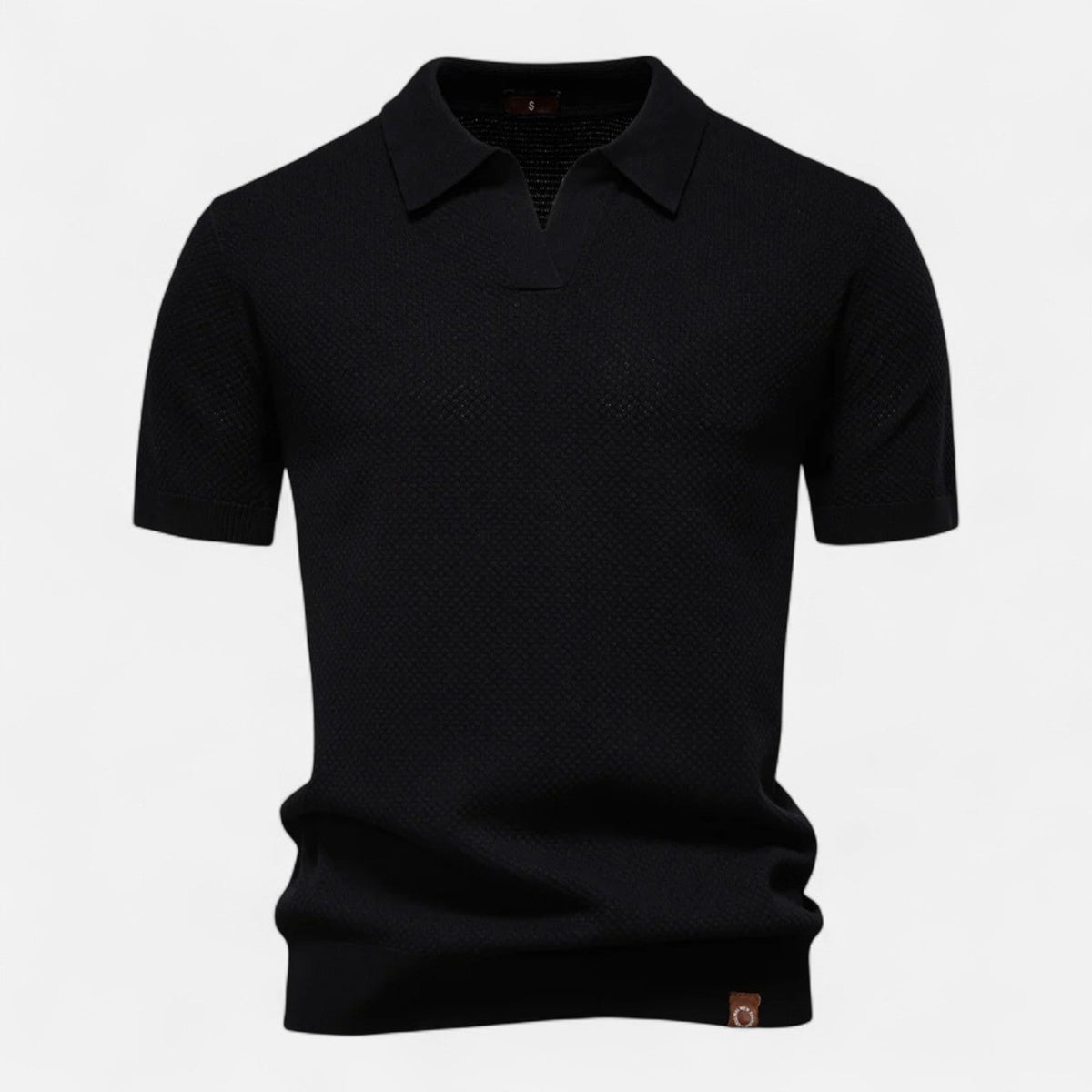 Knit polo shirt with button neck and long sleeves for men | Arlen