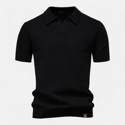 Knit polo shirt with button neck and long sleeves for men | Arlen