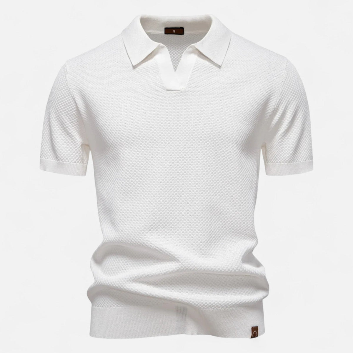 Knit polo shirt with button neck and long sleeves for men | Arlen