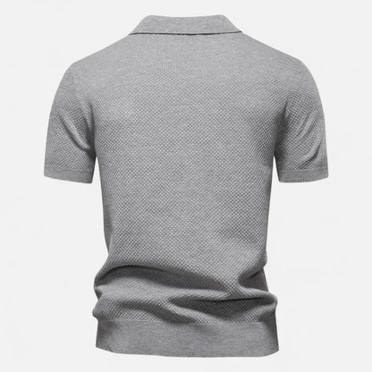 Knit polo shirt with button neck and long sleeves for men | Arlen