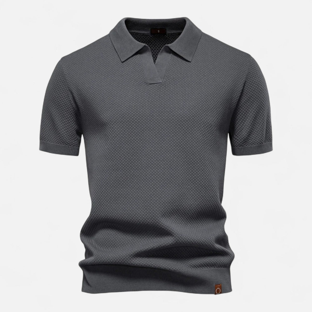 Knit polo shirt with button neck and long sleeves for men | Arlen