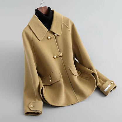 Elegant Pearl Button Coat for Women | Celeste