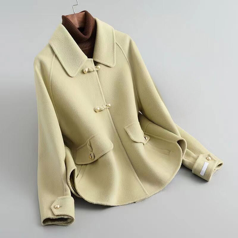 Elegant Pearl Button Coat for Women | Celeste