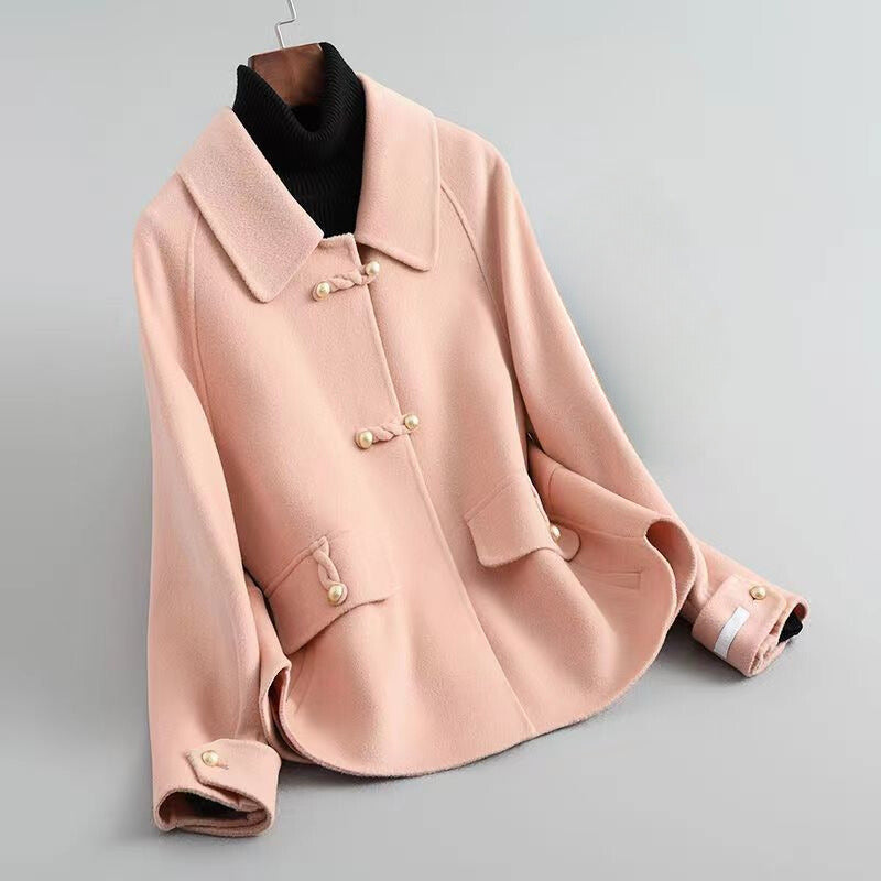 Elegant Pearl Button Coat for Women | Celeste