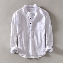 Men’s Orvino Linen Shirt with Band Collar | Lorenzo Vitali