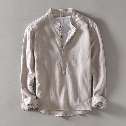 Men’s Orvino Linen Shirt with Band Collar | Lorenzo Vitali