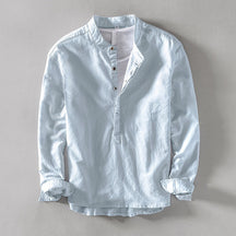 Men’s Orvino Linen Shirt with Band Collar | Lorenzo Vitali