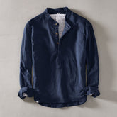 Men’s Orvino Linen Shirt with Band Collar | Lorenzo Vitali