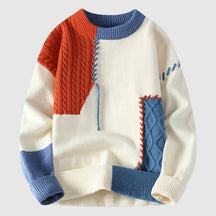 Funky patchwork winter sweater for men | Dario