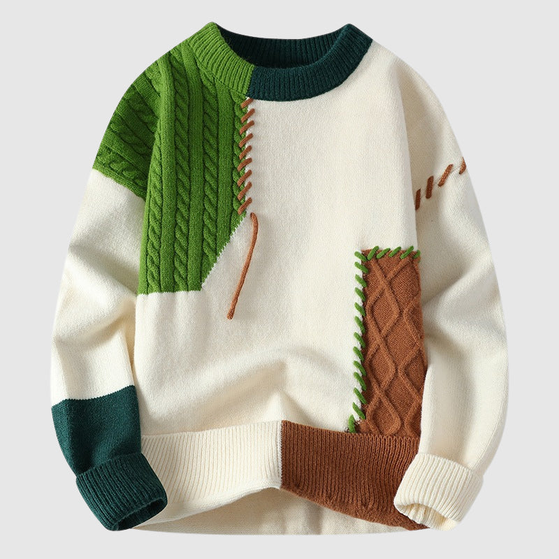 Funky patchwork winter sweater for men | Dario