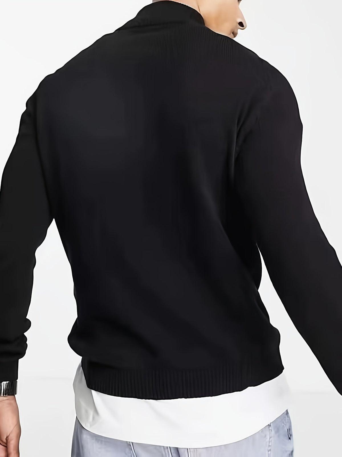 Casual half-zip sweater with high collar for men | Dorian